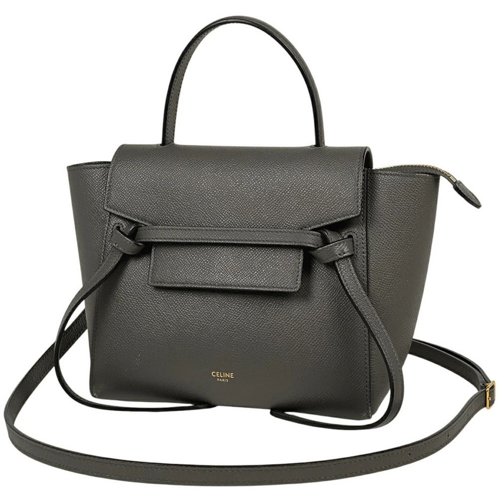 Celine Belt Bag Shoulder Handbag Leather Gray